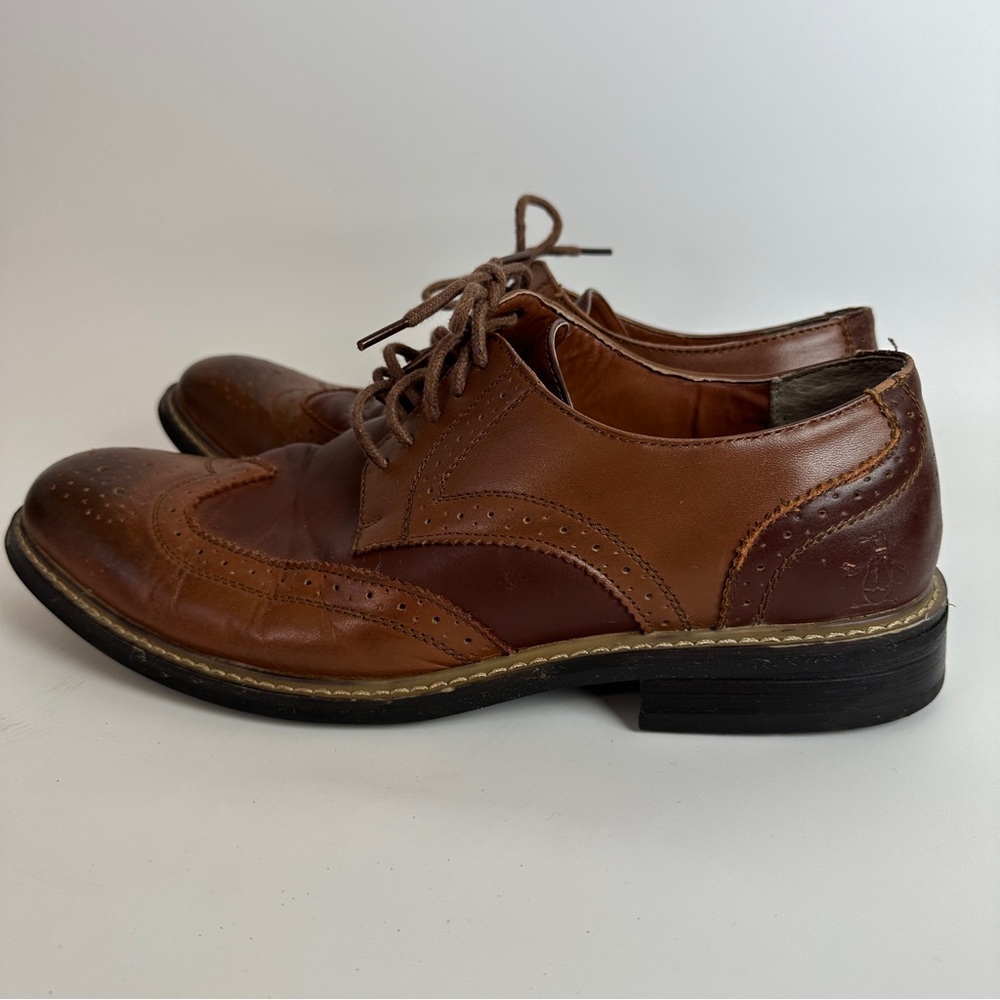 The Original Penguin by Musingwear Brown Leather Dress Shoes Welton Mens 10.5 - Picture 3 of 13